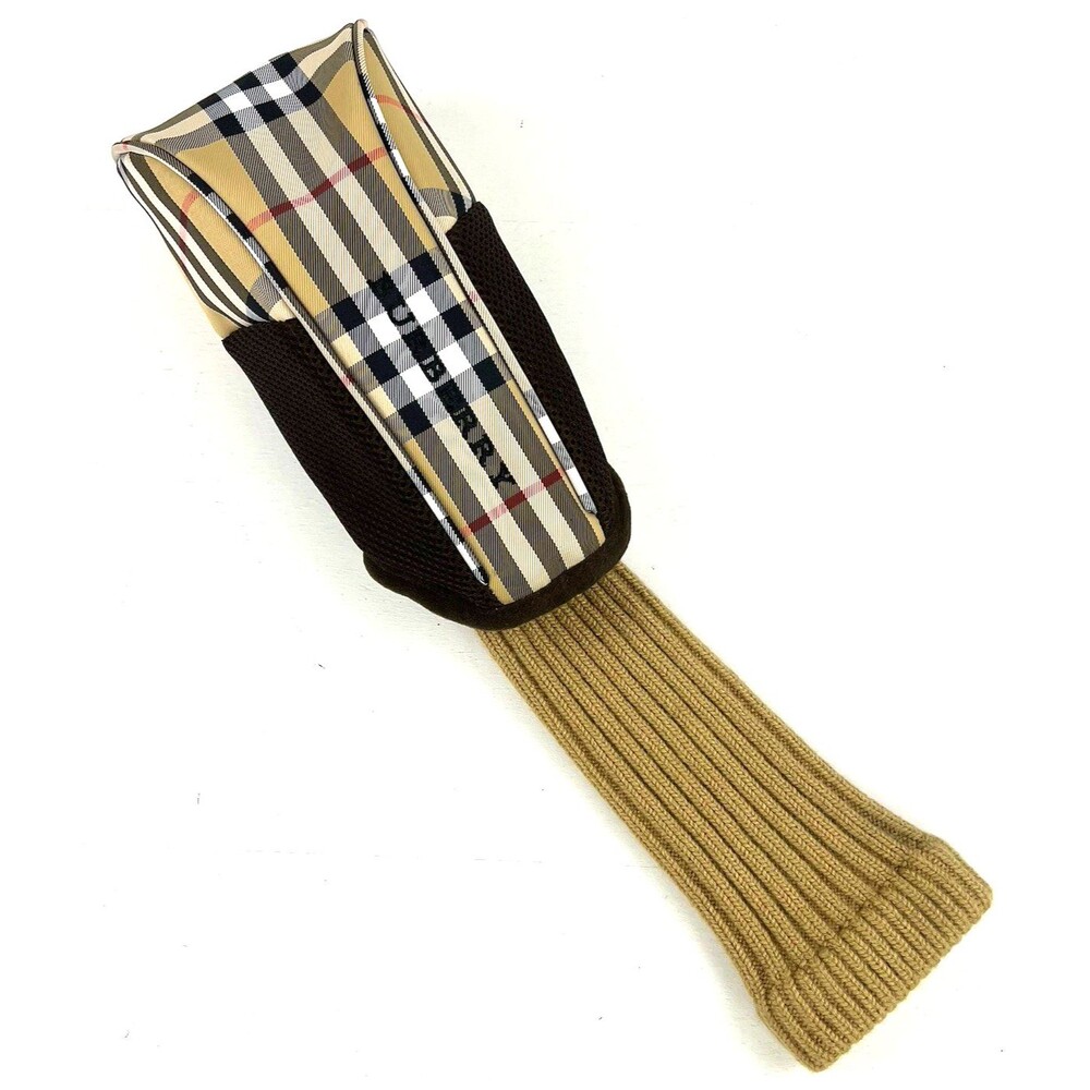 Burberry Nova Check Golf Club Driver Headcover #1 Tan Knit Sock Luxury Y2K